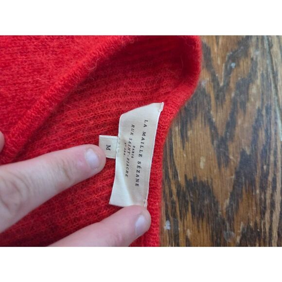 Sezane Gaspard Cardigan Jumper sweater  Red  Alpaca Mohair Size Medium - Picture 3 of 5